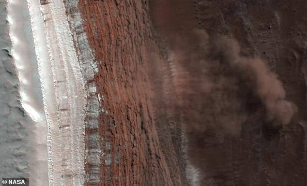 Avalanche de gelo em Marte é capturada por sonda da NASA