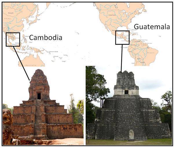 Civilizações distintas construíram templos semelhantes em lados opostos do mundo