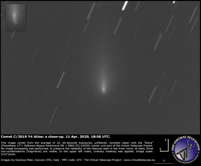 Cometa Atlas partiu seu núcleo, novas fotos confirmam