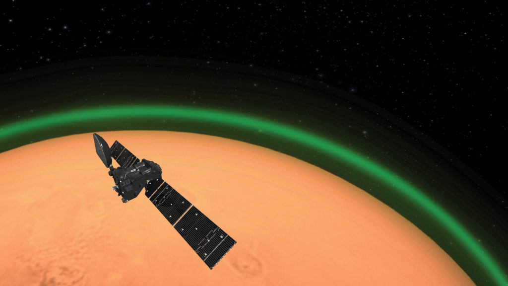 ExoMars vê brilho verde na atmosfera de Marte, assim como ocorre na Terra