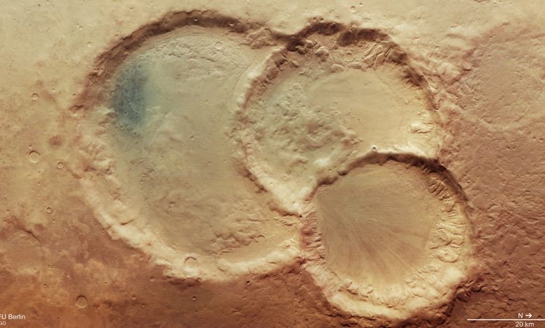 Cratera tripla em Marte pode provar que o planeta vermelho era habitável