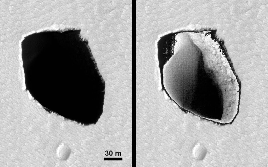 Buraco profundo e estranho é encontrado em Marte  (mas a notícia não é nova)