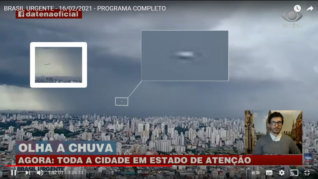 Brasil Urgente transmite ao vivo passagem de OVNI Tic Tac sobre São Paulo 