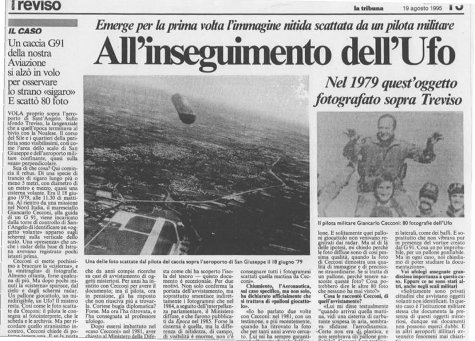 Piloto militar fotografou um OVNI sobre a Itália em 1979
