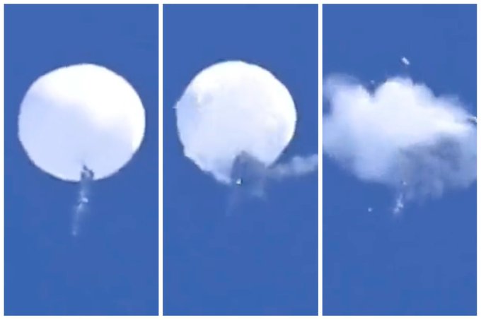 Força Aérea dos EUA explode misterioso balão chinês (vídeos)
