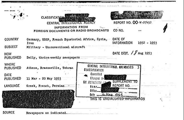 Documento da CIA: "Alemanha construiu 3 OVNIs funcionais em 1945"