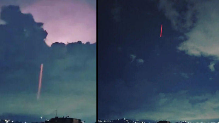 Estranha luz vermelha cai do céu durante tempestade em Caracas, Venezuela
